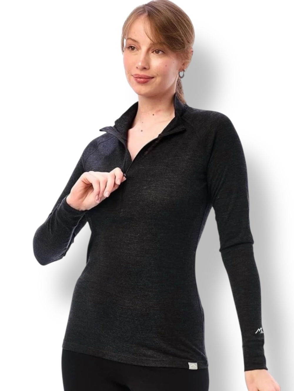 MERIWOOL Layers Midweight 250g 100% Merino Wool Quarter Zip Top In Charcoal M